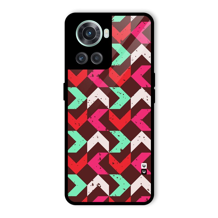 Retro Red Pink Pattern Glass Back Case for OnePlus 10R