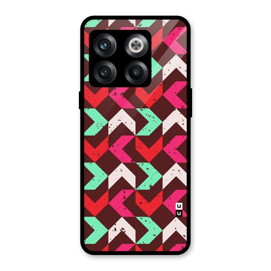 Retro Red Pink Pattern Glass Back Case for OnePlus 10T