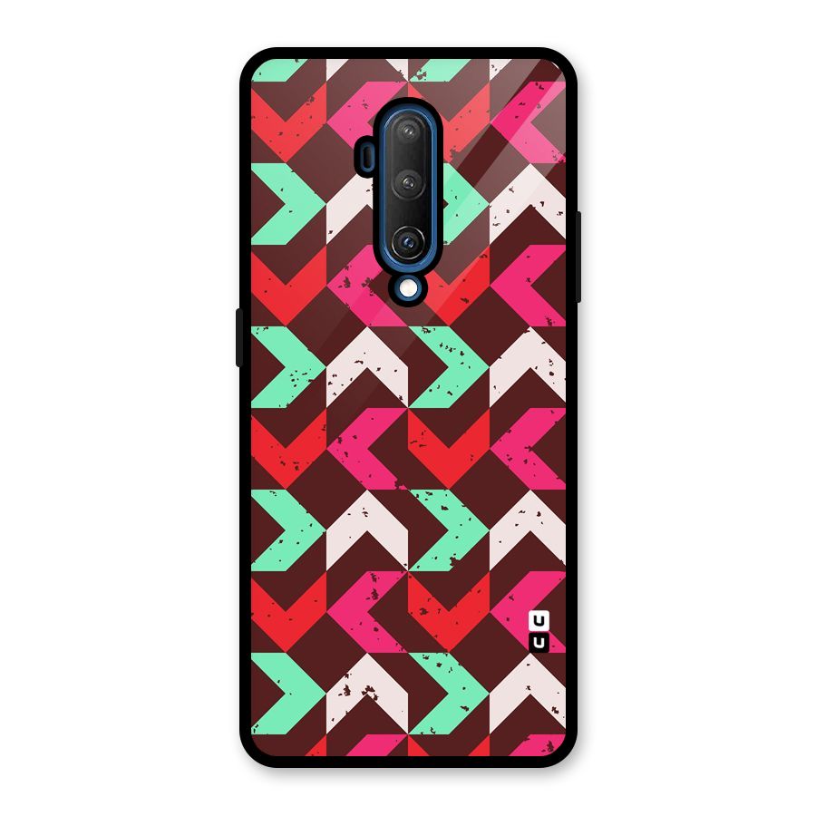 Retro Red Pink Pattern Glass Back Case for OnePlus 7T Pro