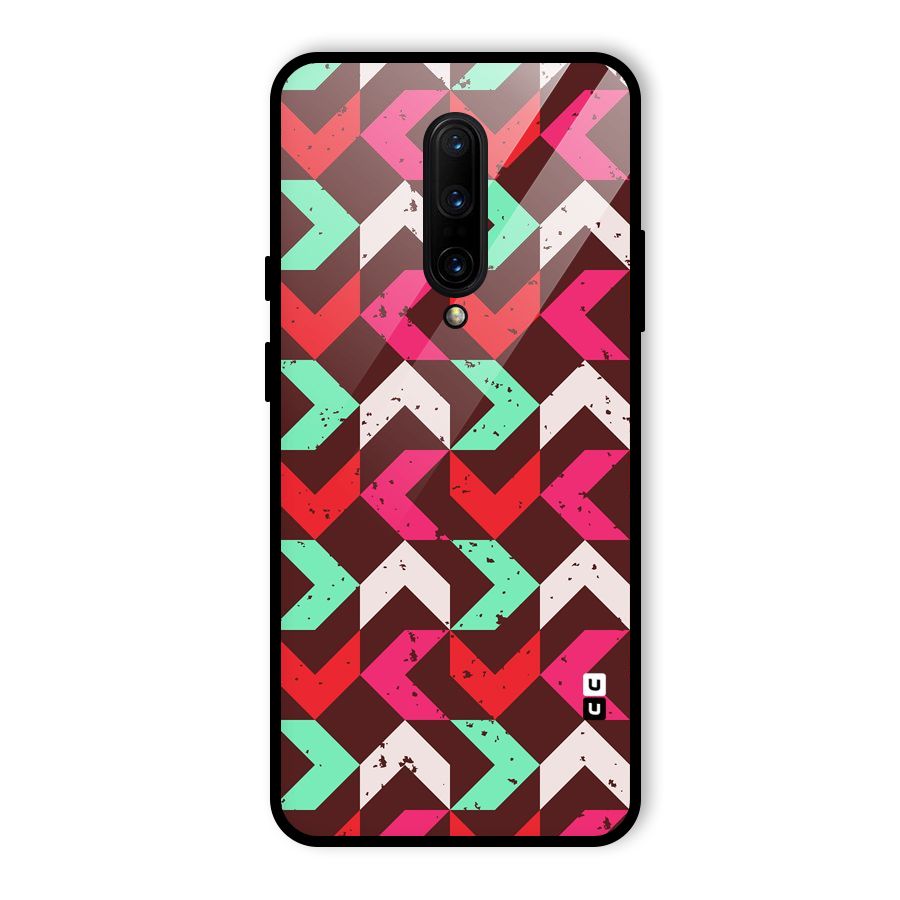 Retro Red Pink Pattern Glass Back Case for OnePlus 7 Pro