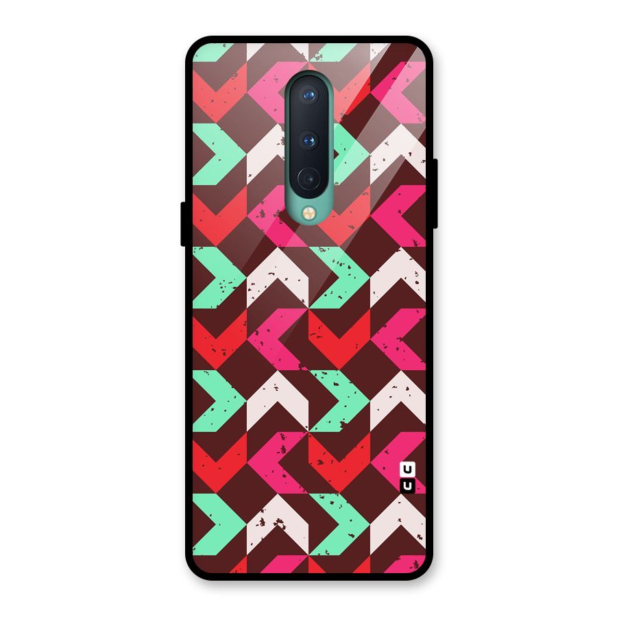 Retro Red Pink Pattern Glass Back Case for OnePlus 8