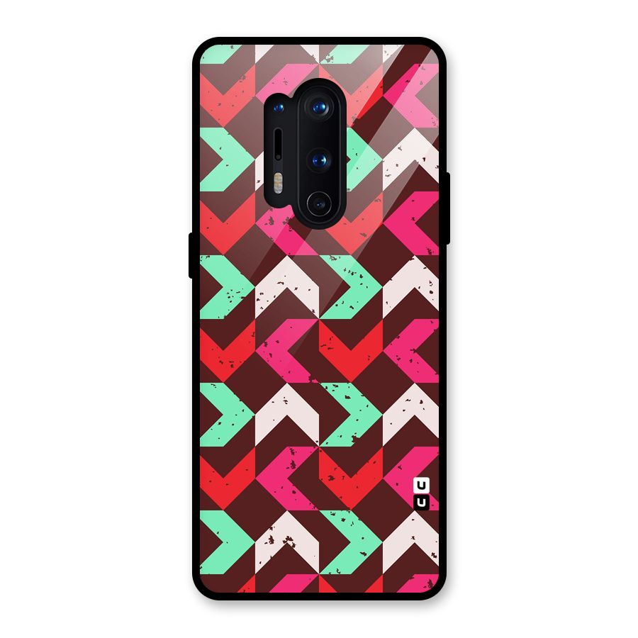 Retro Red Pink Pattern Glass Back Case for OnePlus 8 Pro