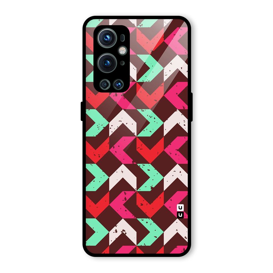 Retro Red Pink Pattern Glass Back Case for OnePlus 9 Pro