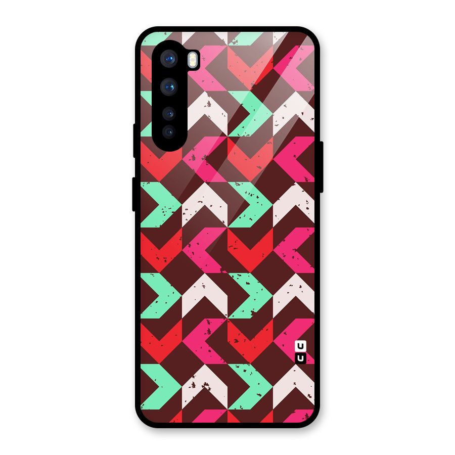 Retro Red Pink Pattern Glass Back Case for OnePlus Nord