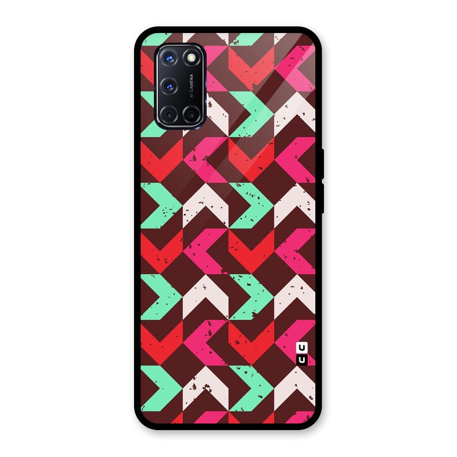 Retro Red Pink Pattern Glass Back Case for Oppo A52