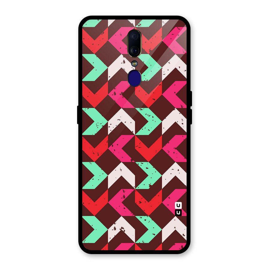 Retro Red Pink Pattern Glass Back Case for Oppo F11