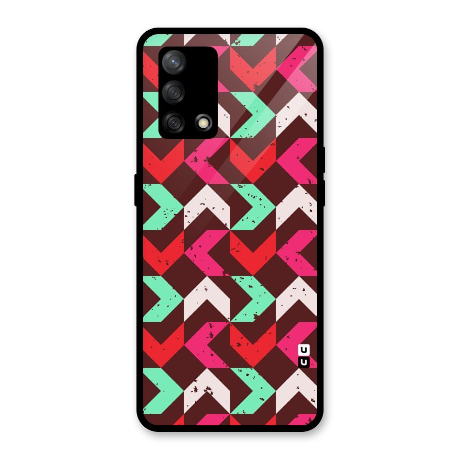 Retro Red Pink Pattern Glass Back Case for Oppo F19