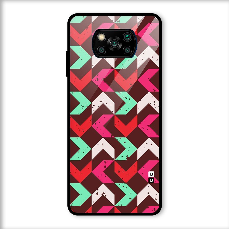 Retro Red Pink Pattern Glass Back Case for Poco X3