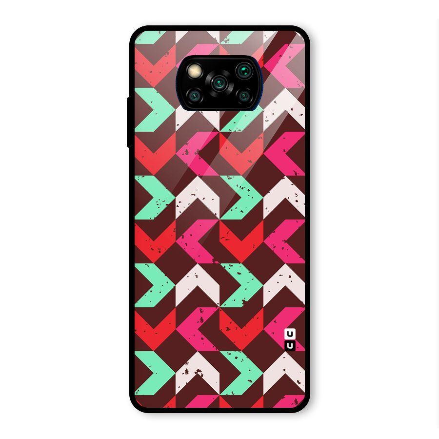 Retro Red Pink Pattern Glass Back Case for Poco X3 Pro