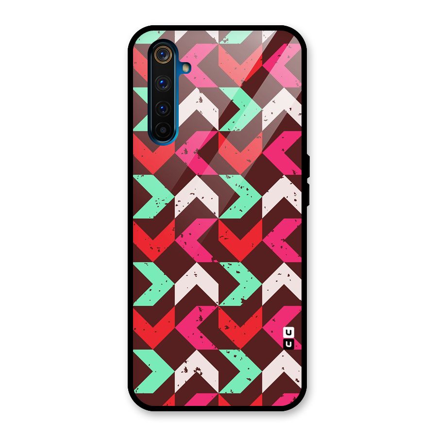 Retro Red Pink Pattern Glass Back Case for Realme 6 Pro