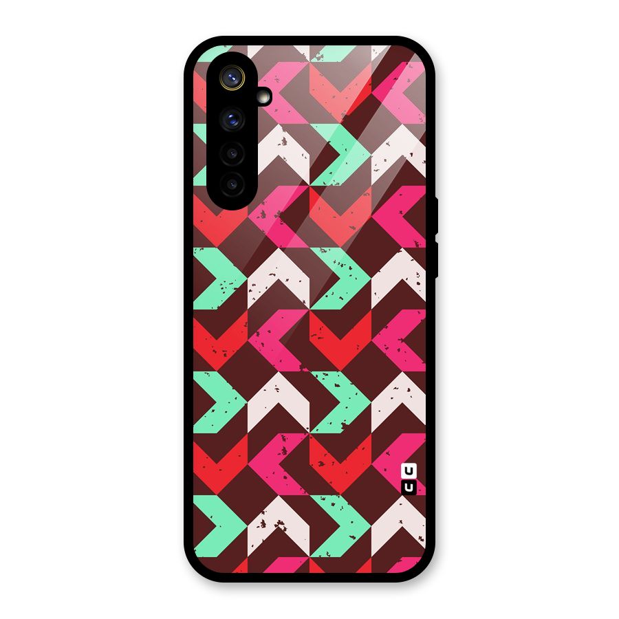 Retro Red Pink Pattern Glass Back Case for Realme 6i
