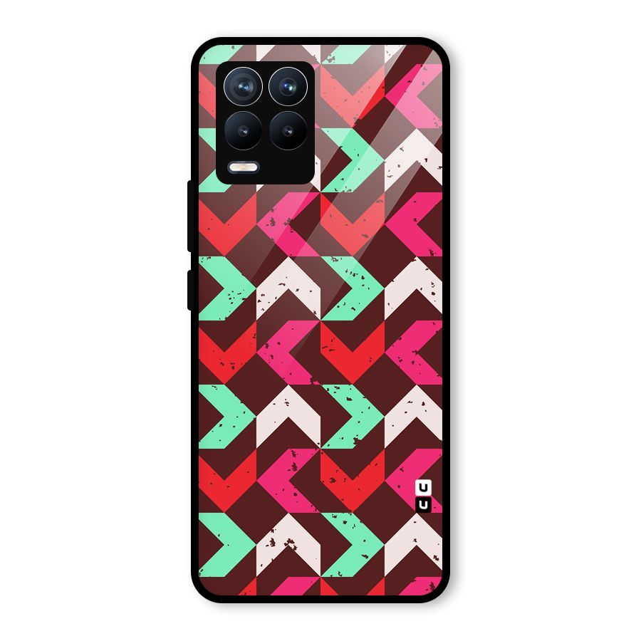 Retro Red Pink Pattern Glass Back Case for Realme 8 Pro