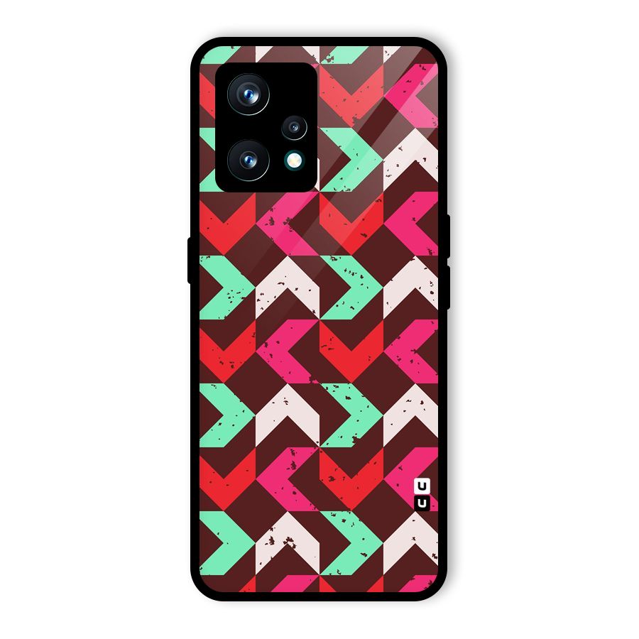 Retro Red Pink Pattern Glass Back Case for Realme 9 Pro Plus 5G