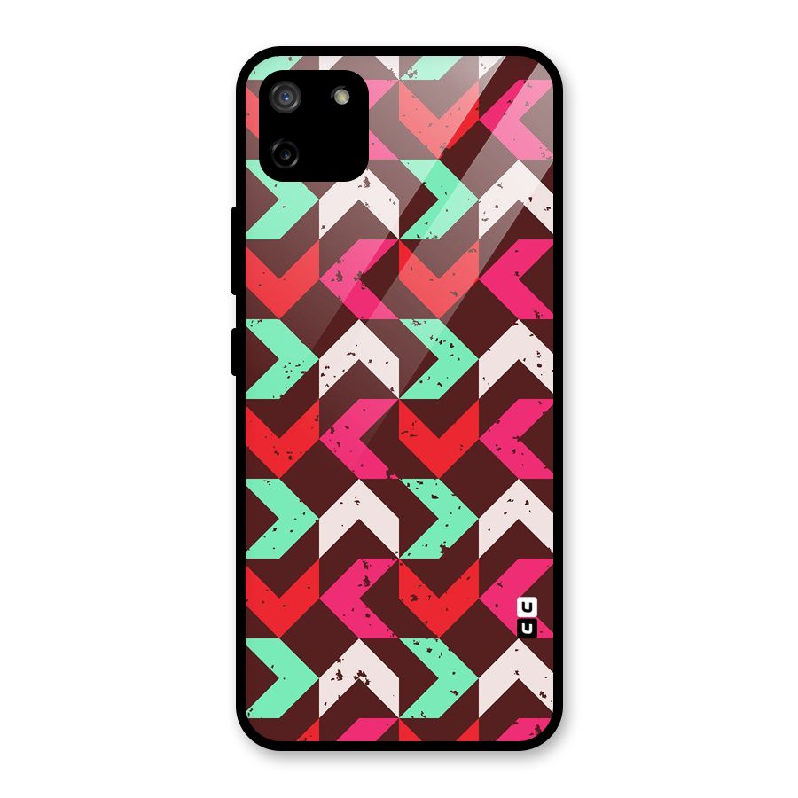 Retro Red Pink Pattern Glass Back Case for Realme C11
