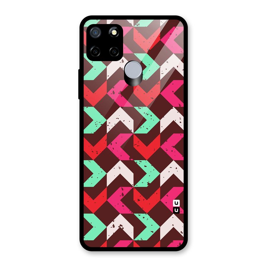 Retro Red Pink Pattern Glass Back Case for Realme C15