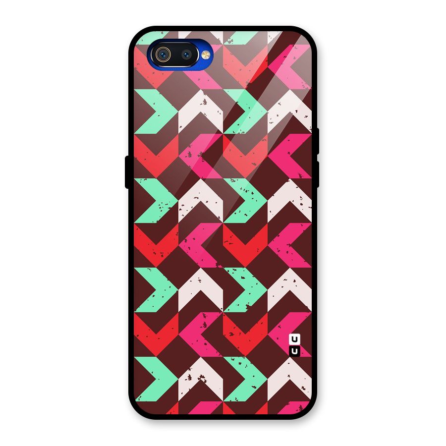 Retro Red Pink Pattern Glass Back Case for Realme C2