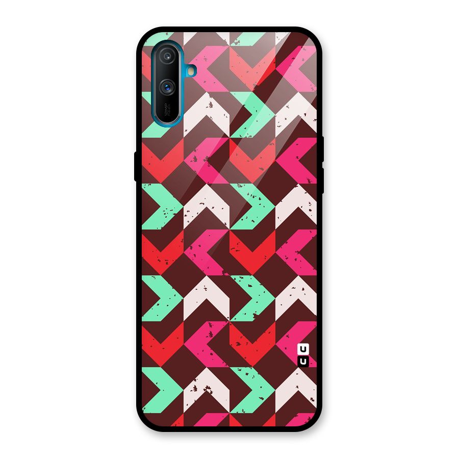 Retro Red Pink Pattern Glass Back Case for Realme C3