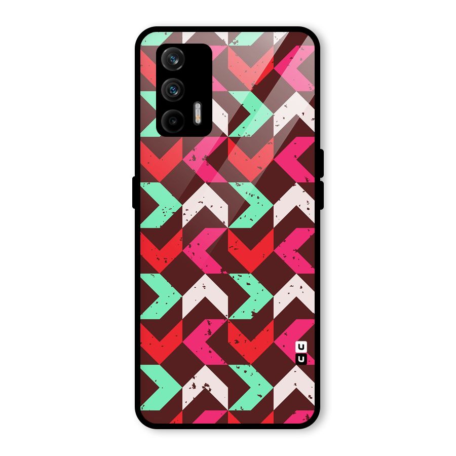 Retro Red Pink Pattern Glass Back Case for Realme GT 5G