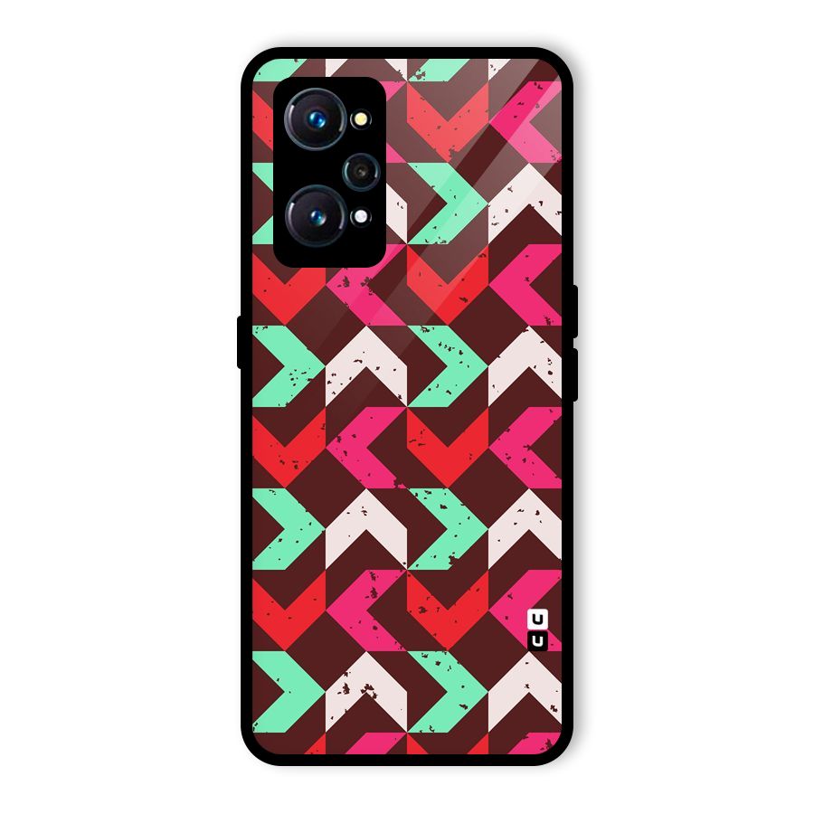 Retro Red Pink Pattern Glass Back Case for Realme GT Neo2