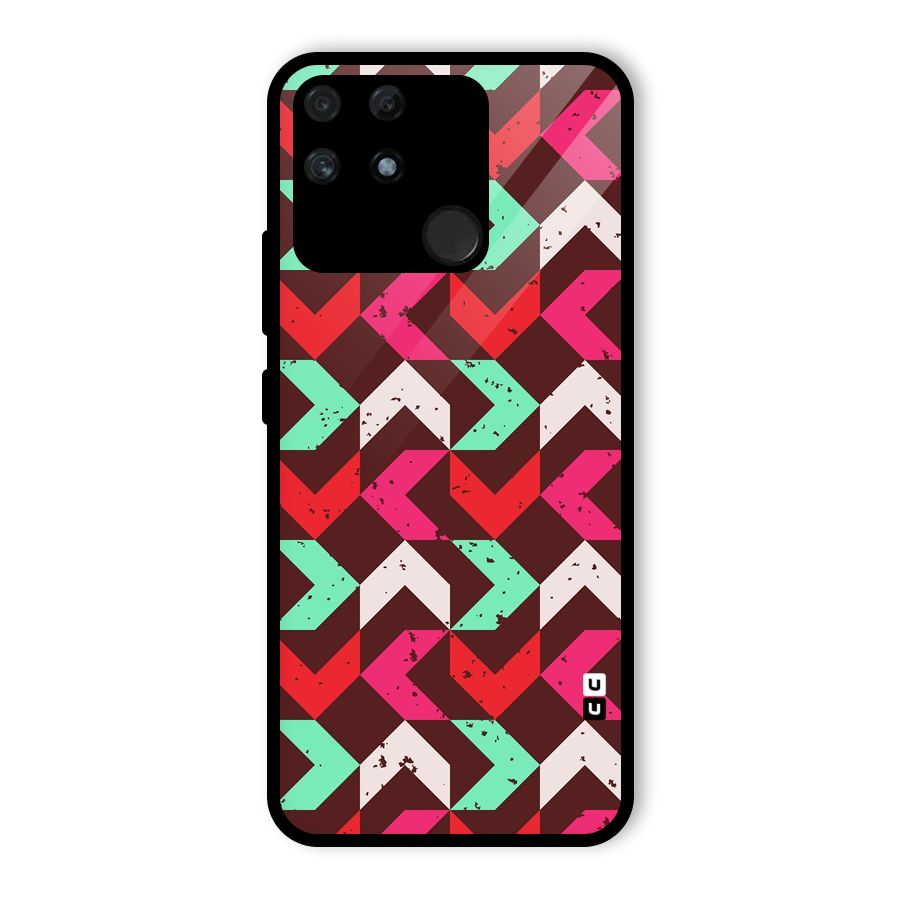 Retro Red Pink Pattern Glass Back Case for Realme Narzo 50A