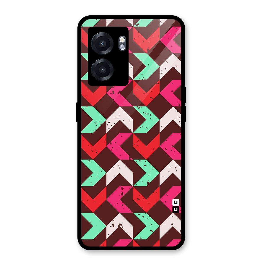 Retro Red Pink Pattern Glass Back Case for Realme Narzo 50 5G