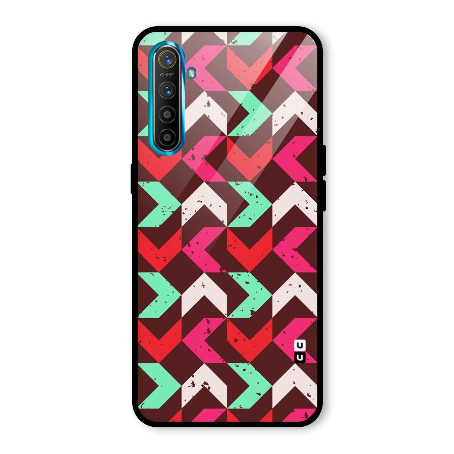 Retro Red Pink Pattern Glass Back Case for Realme X2