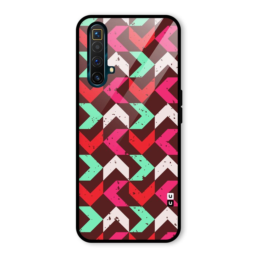 Retro Red Pink Pattern Glass Back Case for Realme X3