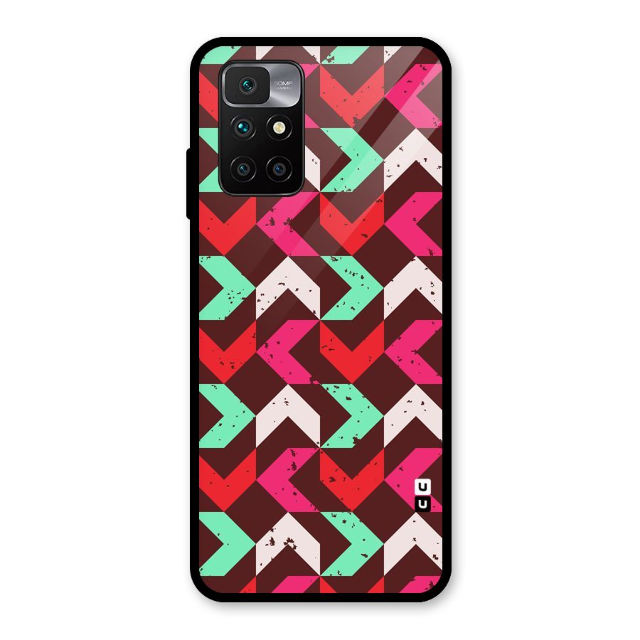 Retro Red Pink Pattern Glass Back Case for Redmi 10 Prime