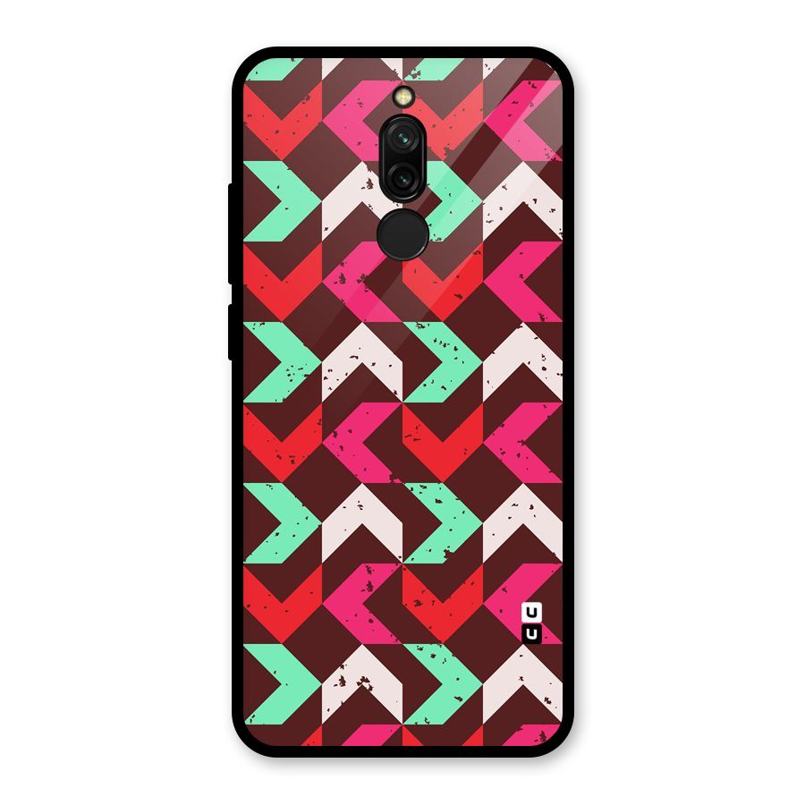 Retro Red Pink Pattern Glass Back Case for Redmi 8