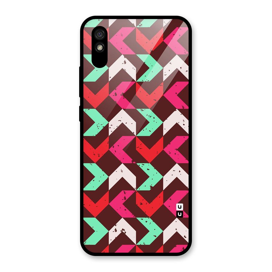 Retro Red Pink Pattern Glass Back Case for Redmi 9A
