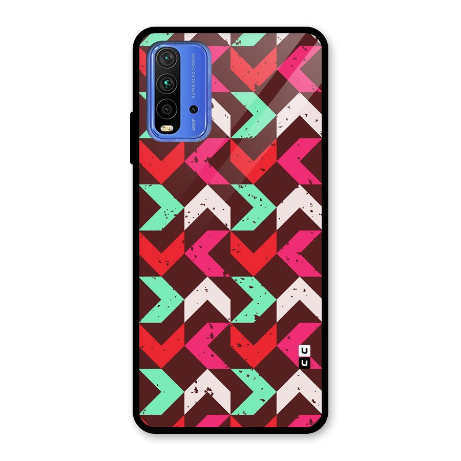 Retro Red Pink Pattern Glass Back Case for Redmi 9 Power