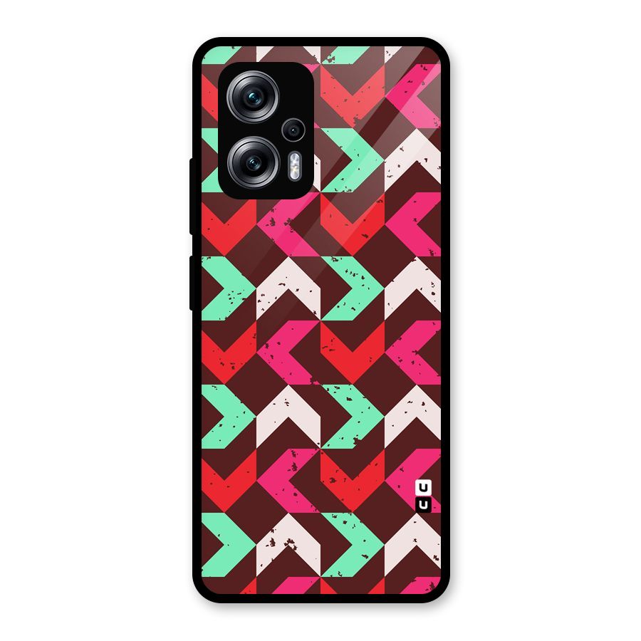 Retro Red Pink Pattern Glass Back Case for Redmi K50i