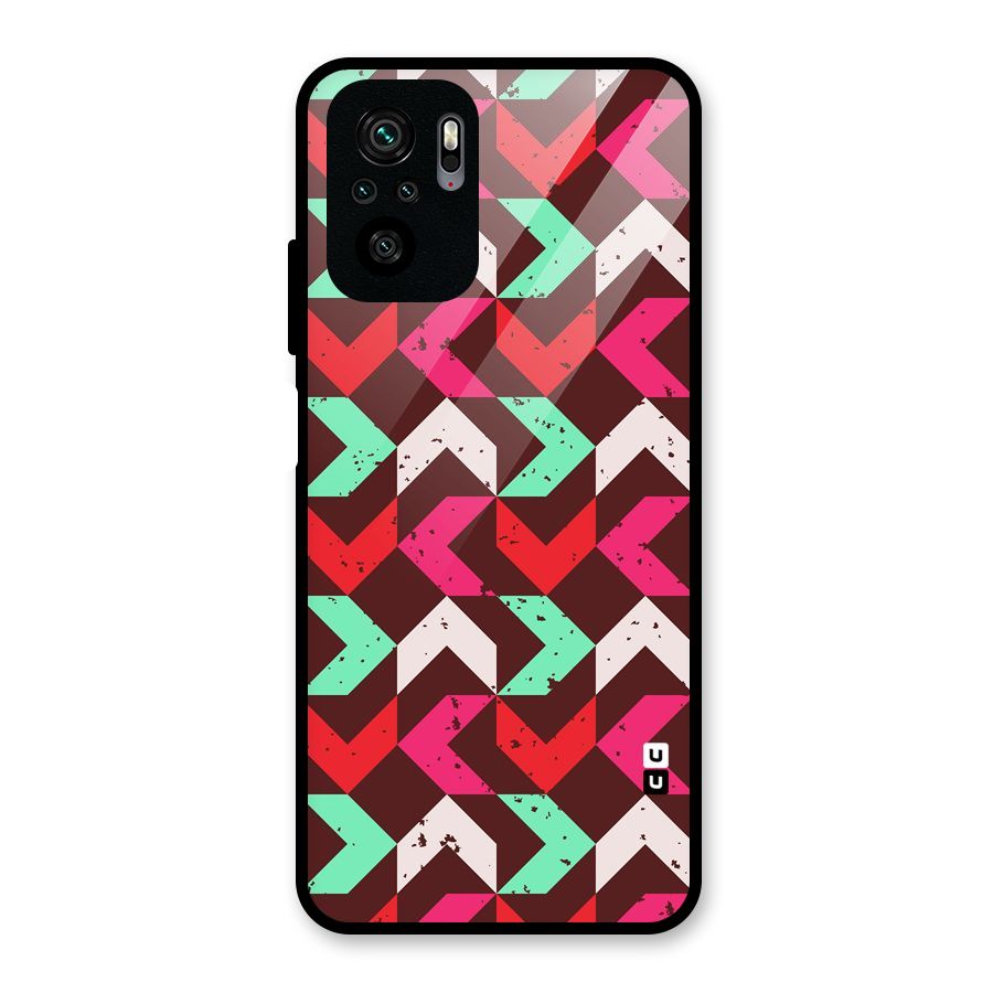 Retro Red Pink Pattern Glass Back Case for Redmi Note 10S