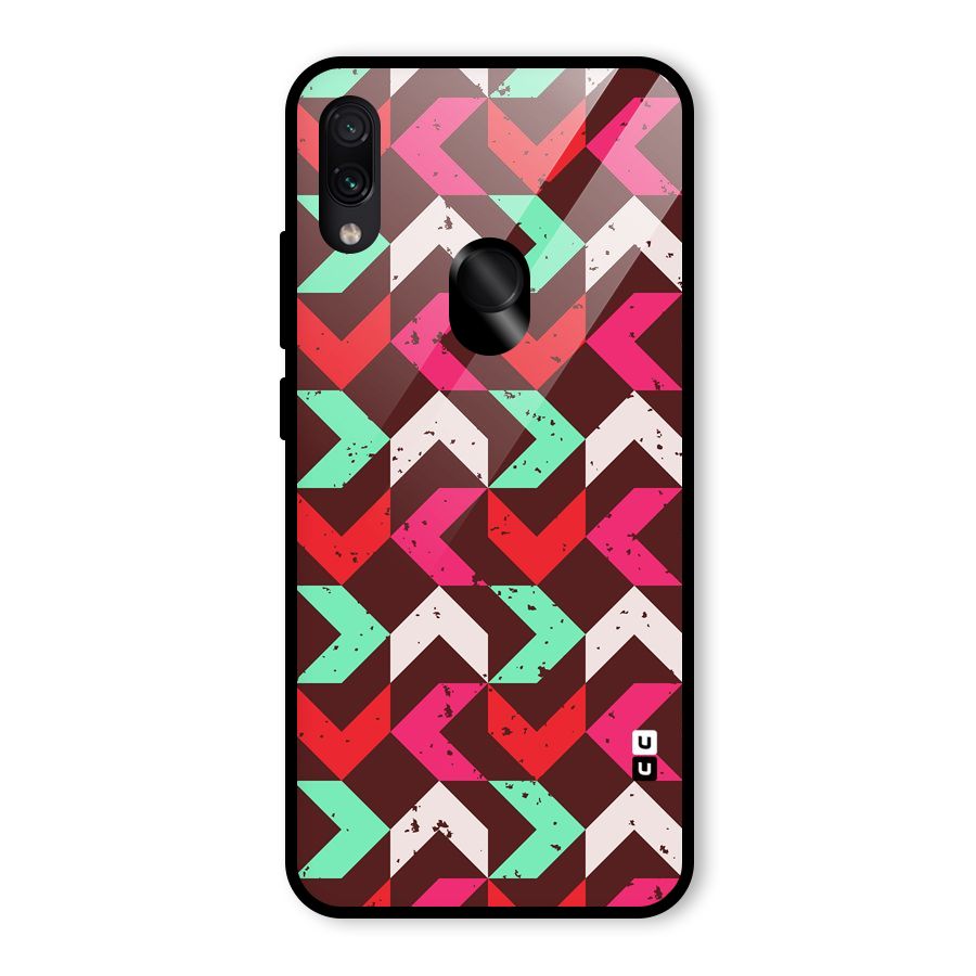 Retro Red Pink Pattern Glass Back Case for Redmi Note 7S