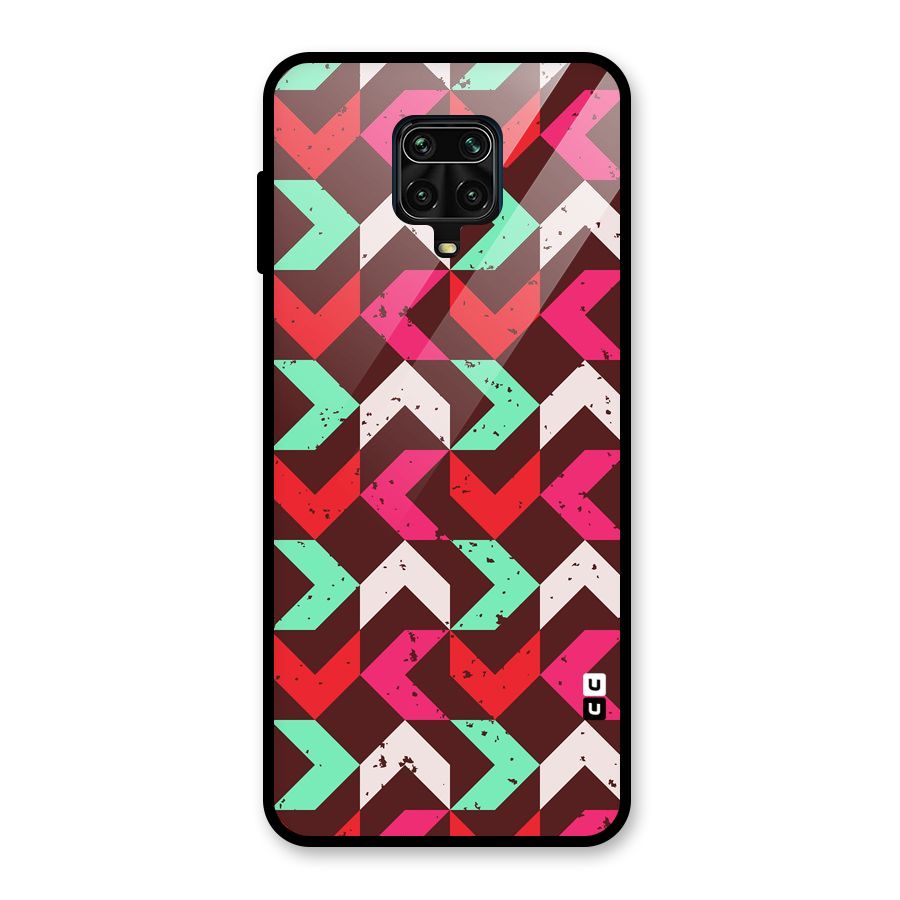 Retro Red Pink Pattern Glass Back Case for Redmi Note 9 Pro Max