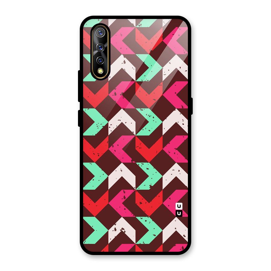 Retro Red Pink Pattern Glass Back Case for Vivo S1