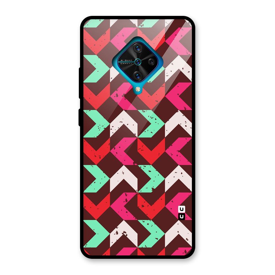 Retro Red Pink Pattern Glass Back Case for Vivo S1 Pro