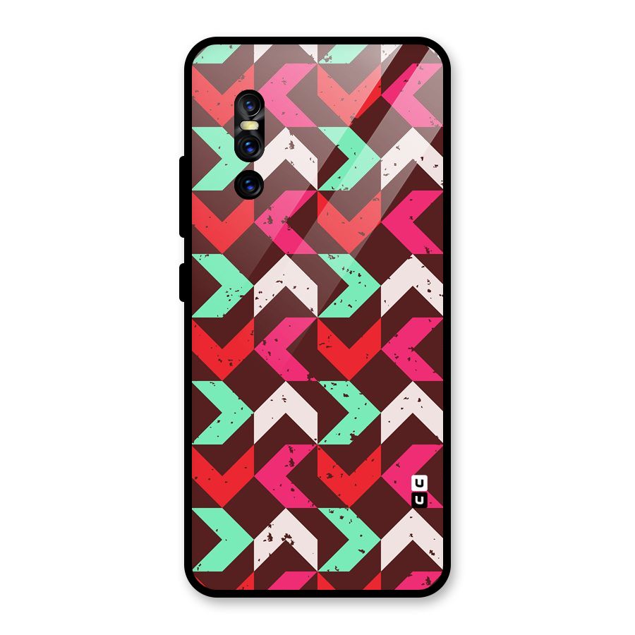 Retro Red Pink Pattern Glass Back Case for Vivo V15 Pro