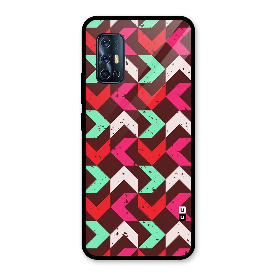 Retro Red Pink Pattern Glass Back Case for Vivo V17