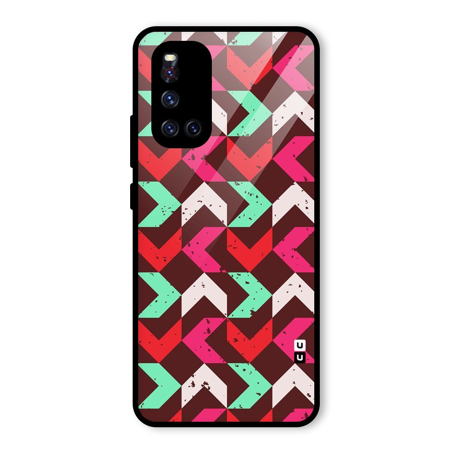 Retro Red Pink Pattern Glass Back Case for Vivo V19