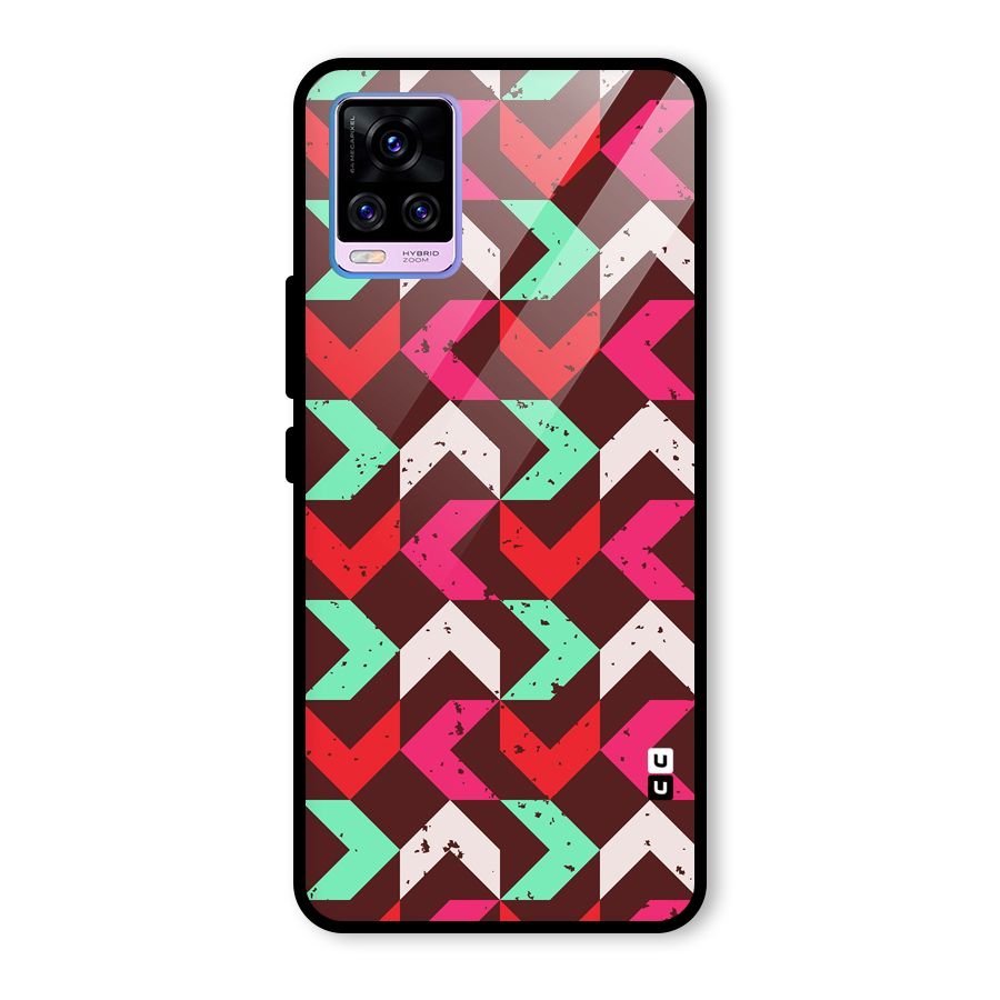 Retro Red Pink Pattern Glass Back Case for Vivo V20 Pro