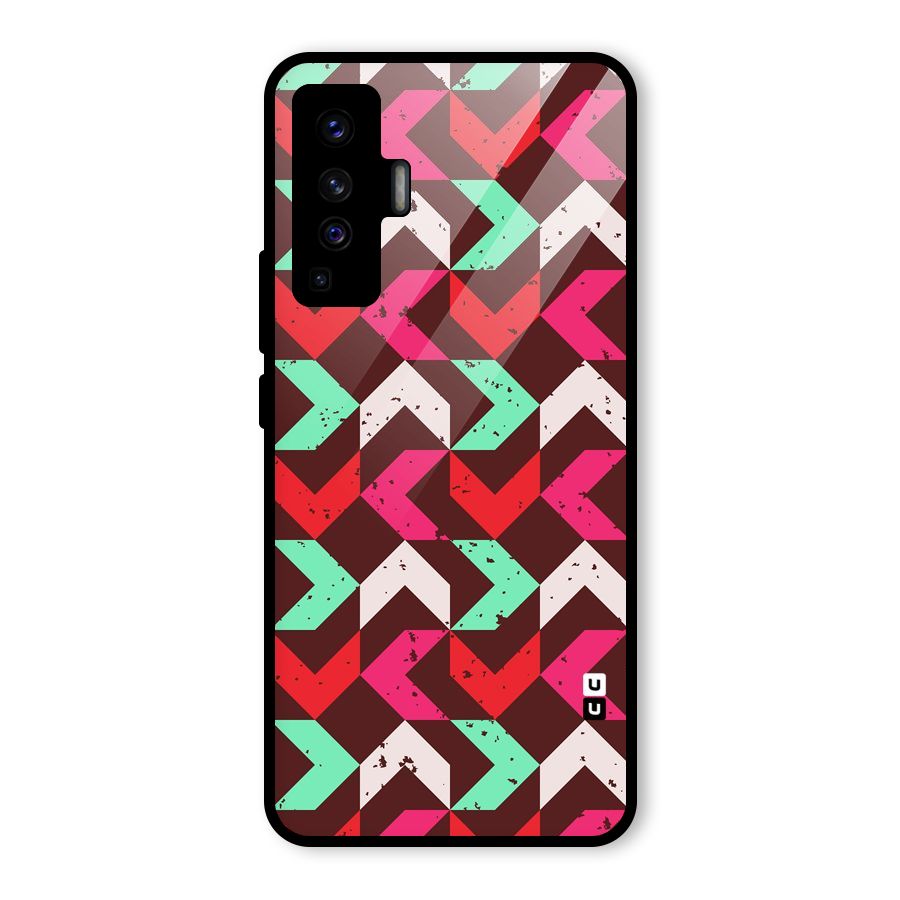 Retro Red Pink Pattern Glass Back Case for Vivo X50