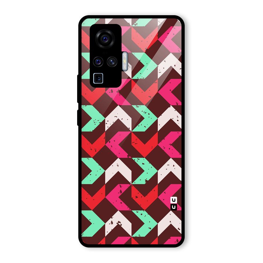 Retro Red Pink Pattern Glass Back Case for Vivo X50 Pro