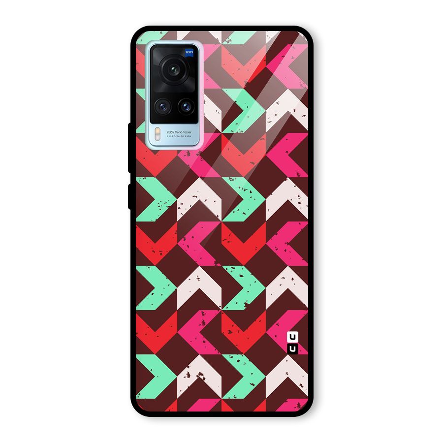 Retro Red Pink Pattern Glass Back Case for Vivo X60