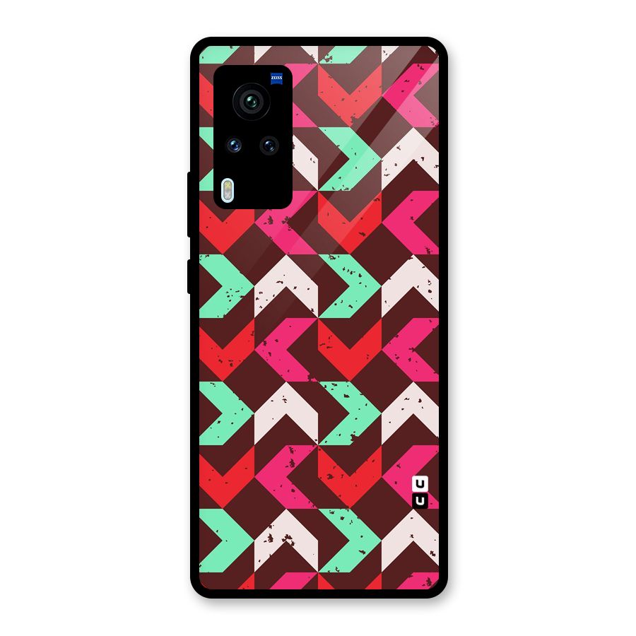 Retro Red Pink Pattern Glass Back Case for Vivo X60 Pro