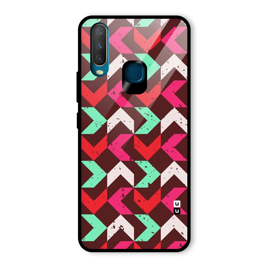 Retro Red Pink Pattern Glass Back Case for Vivo Y15