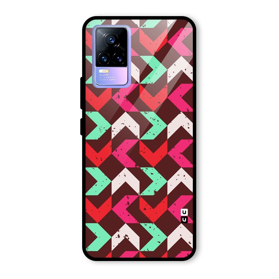 Retro Red Pink Pattern Glass Back Case for Vivo Y73