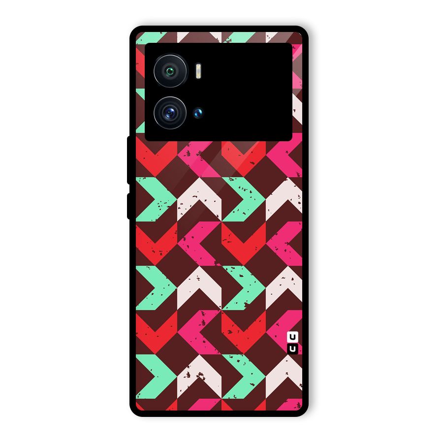 Retro Red Pink Pattern Glass Back Case for Vivo iQOO 9 Pro