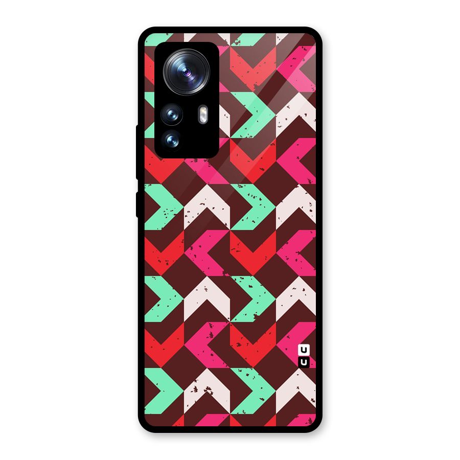 Retro Red Pink Pattern Glass Back Case for Xiaomi 12 Pro