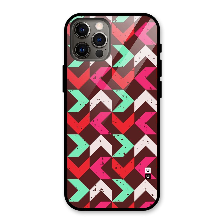 Retro Red Pink Pattern Glass Back Case for iPhone 12 Pro